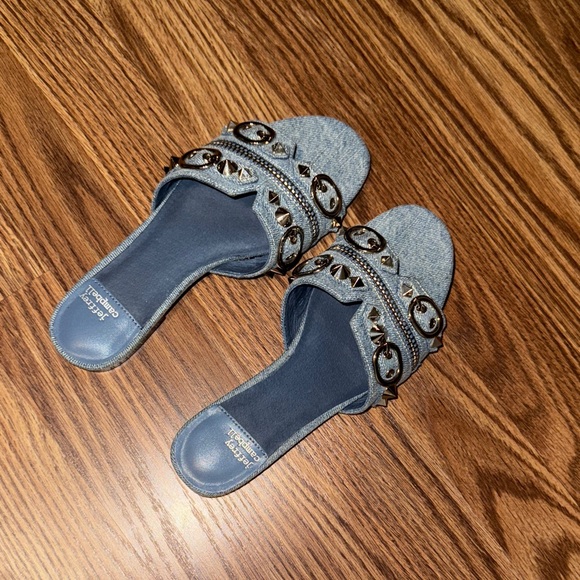 Jeffrey Campbell Denim Studded Sandals - Picture 1 of 3